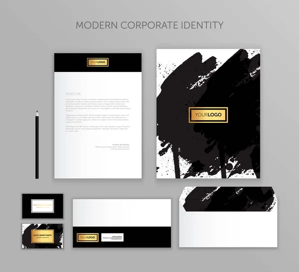 Conjunto Negocio Identidad Corporativa Diseño Moderno Plantillas Papelería Documentación Para — Vector de stock