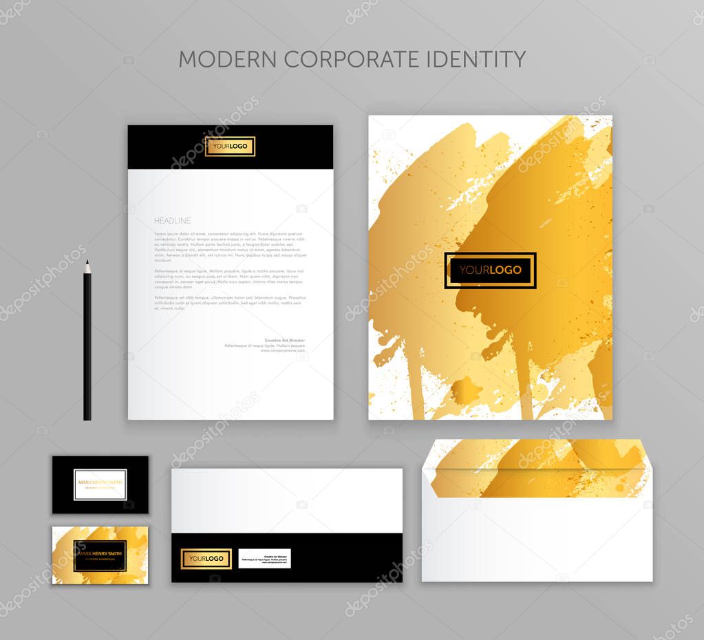 Corporate identity business set. Modern stationery template design. Documentation for business.Set of envelope, card, folder, etc. Vector illustration.Abstract background