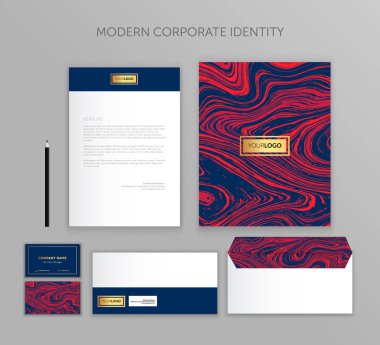 Kurumsal Kimlik iş kümesi. Modern ileti örneği şablon tasarım. İş için belgeler.