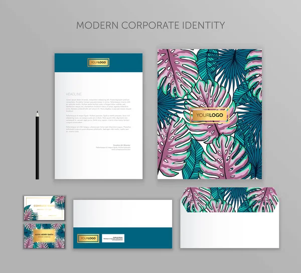 Corporate Identity Business gesetzt. modernes Design von Schreibwaren-Vorlagen. Dokumentation für Unternehmen. — Stockvektor