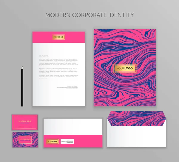 Conjunto de negocio de identidad corporativa. Diseño moderno de plantillas de papelería. Documentación para las empresas . — Vector de stock