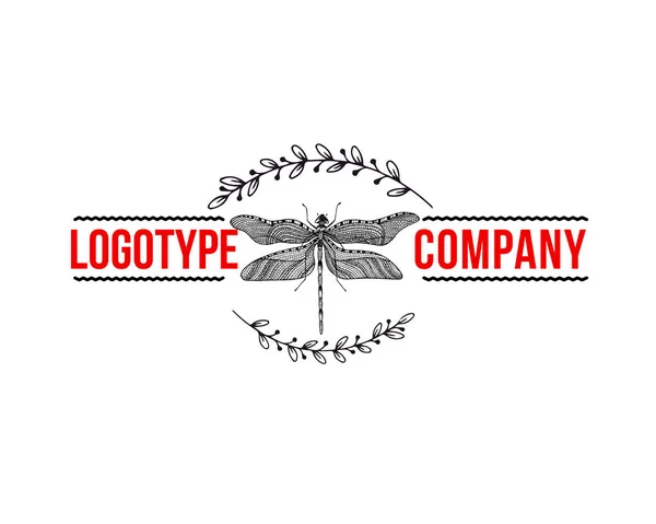 Μινιμαλιστική κομψή σχεδίαση λογότυπου Dragonfly με τέχνη στυλ γραμμής — Διανυσματικό Αρχείο