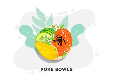 Hawaiian somon kase deniz yosunu, avokado gül, susam ve mango ile poke.