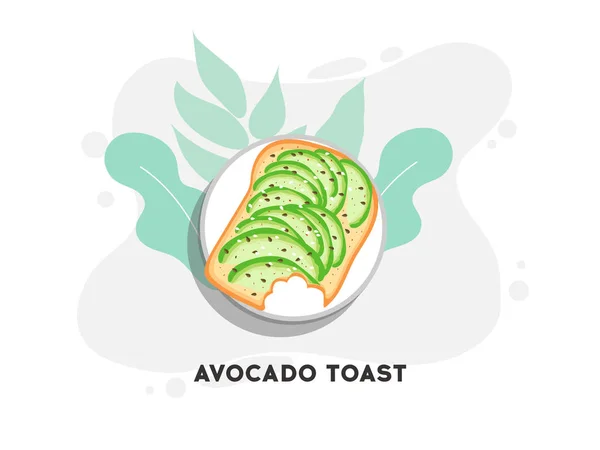 Avocado toast. Plakjes avocado op toast brood met kruiden. Heerlijke avocado broodje met sesamzaad, kruiden en dille. Vectorillustratie. — Stockvector