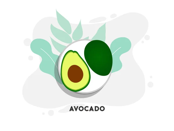 Geheel en snijd in halve avocado met pit. Vectorillustratie. — Stockvector