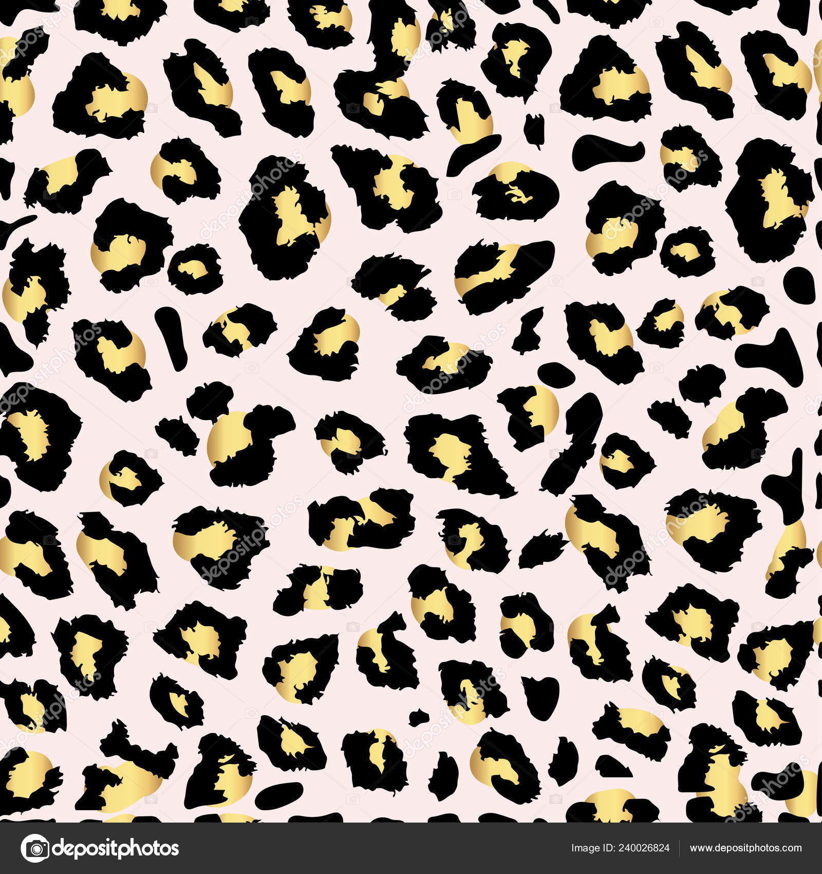 Seamless gold leopard print. Vector pattern, texture, background Stock