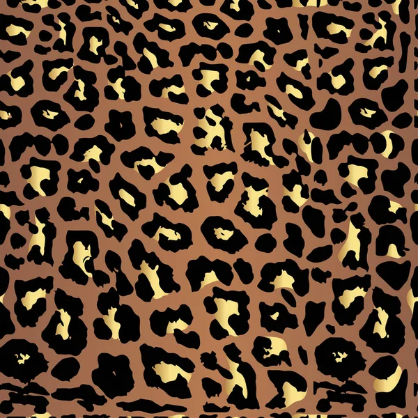 Estampado de leopardo dorado sin costuras. Patrón vectorial, textura, fondo — Vector de stock