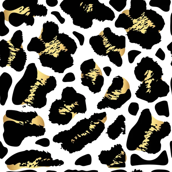 Estampado de leopardo dorado sin costuras. Patrón vectorial, textura, fondo — Vector de stock