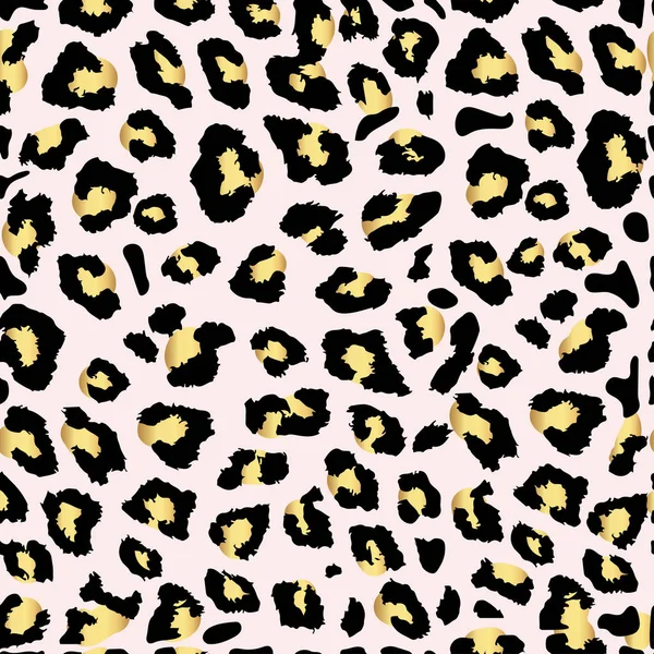 Estampado de leopardo dorado sin costuras. Patrón vectorial, textura, fondo — Vector de stock