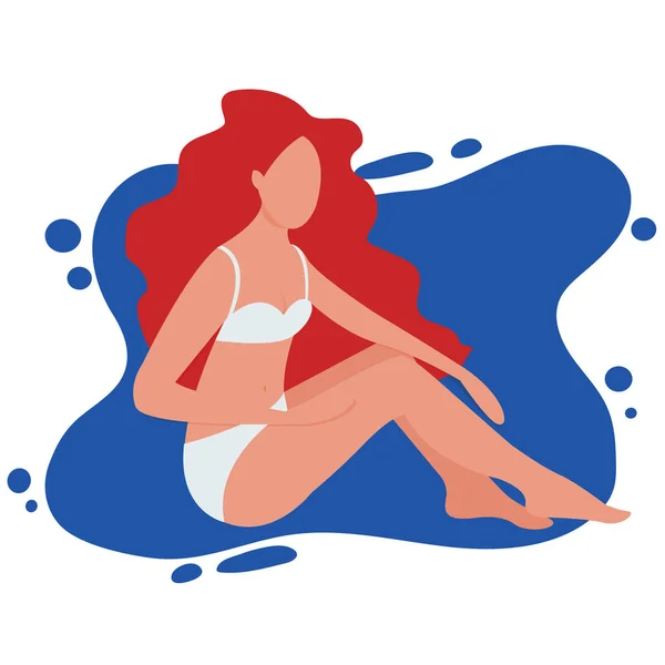 Belle fille de dessin animé sur la plage. Illustration vectorielle Vacances d'été — Image vectorielle