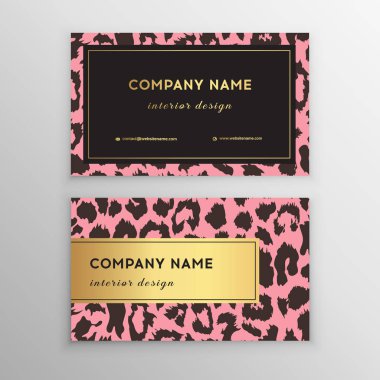 İş kartı son moda leopar desen. Vahşi hayvanlar kartvizit.
