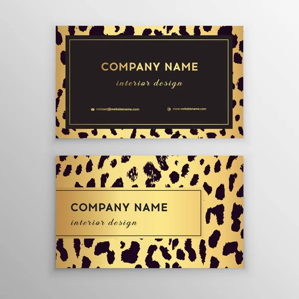 Business card trendy leopard pattern. Wild animals business card. — Stock Vector
