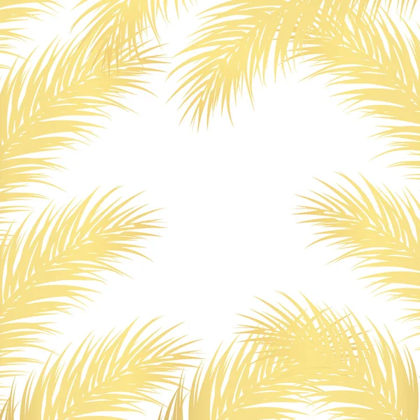Gold Palm Leaf Vector Background. Fundo de texto desenhado tropical . — Vetor de Stock