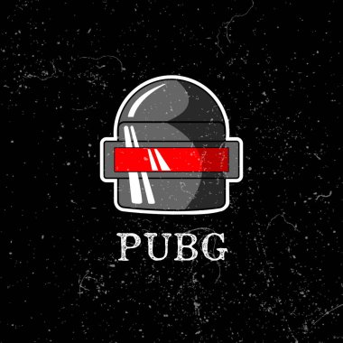 Pubg - Playerunknowns Battlegrounds Oyunu. Playerunknown's Battleground'dan vektör kaskı. Karikatür illüstrasyon