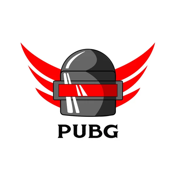 PUBG - PlayerUnknowns Battlegrounds Game. Casque vectoriel du champ de bataille de Playerunknown. Illustration de bande dessinée — Image vectorielle
