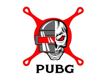 Pubg - Playerunknowns Battlegrounds Oyunu. Playerunknowns Battleground'dan vektör kaskı. Karikatür illüstrasyon