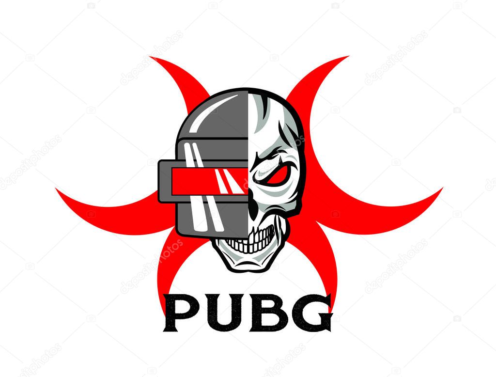 PUBG - PlayerUnknowns Battlegrounds Game. Vector helmet from Playerunknown's Battleground. Cartoon illustration. Steel helmet flat icon, pubg vector illustration