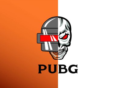 Pubg - Playerunknowns Battlegrounds Oyunu. Playerunknown's Battleground'dan vektör kaskı. Karikatür illüstrasyon