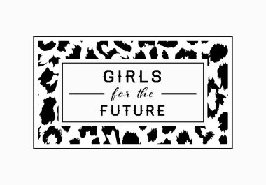 Gelecek leopar grafik baskı için Kızlar. Leopar sloganı grafik.