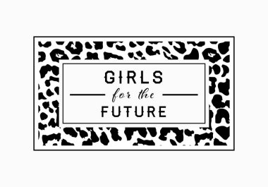 Gelecek leopar grafik baskı için Kızlar. Leopar sloganı grafik.