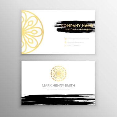 Siyah ve Altın Tasarım Kartviziti. Soyut Modern Arka plan. Fırça darbesi.