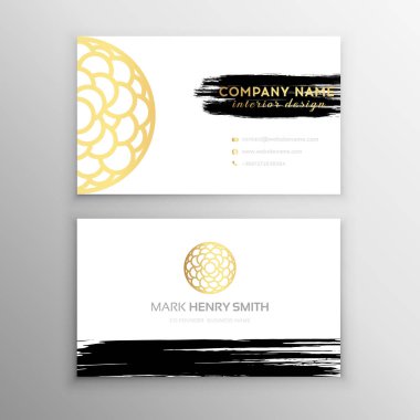 Siyah ve Altın Tasarım Kartviziti. Soyut Modern Arka plan. Fırça darbesi.