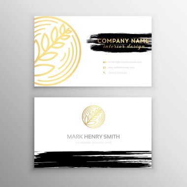 Siyah ve Altın Tasarım Kartviziti. Soyut Modern Arka plan. Fırça darbesi.