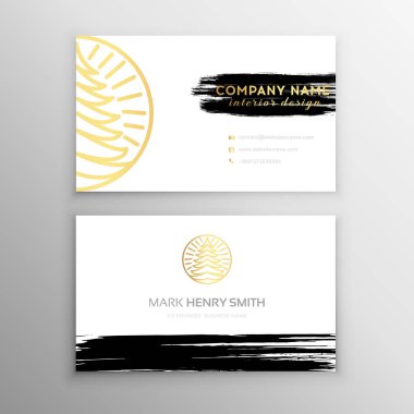 Siyah ve Altın Tasarım Kartviziti. Soyut Modern Arka plan. Fırça darbesi.