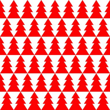 Beyaz arka planda sevimli kış ağaçları pürüzsüz desen. Ağaçlı vektör tasarımı.