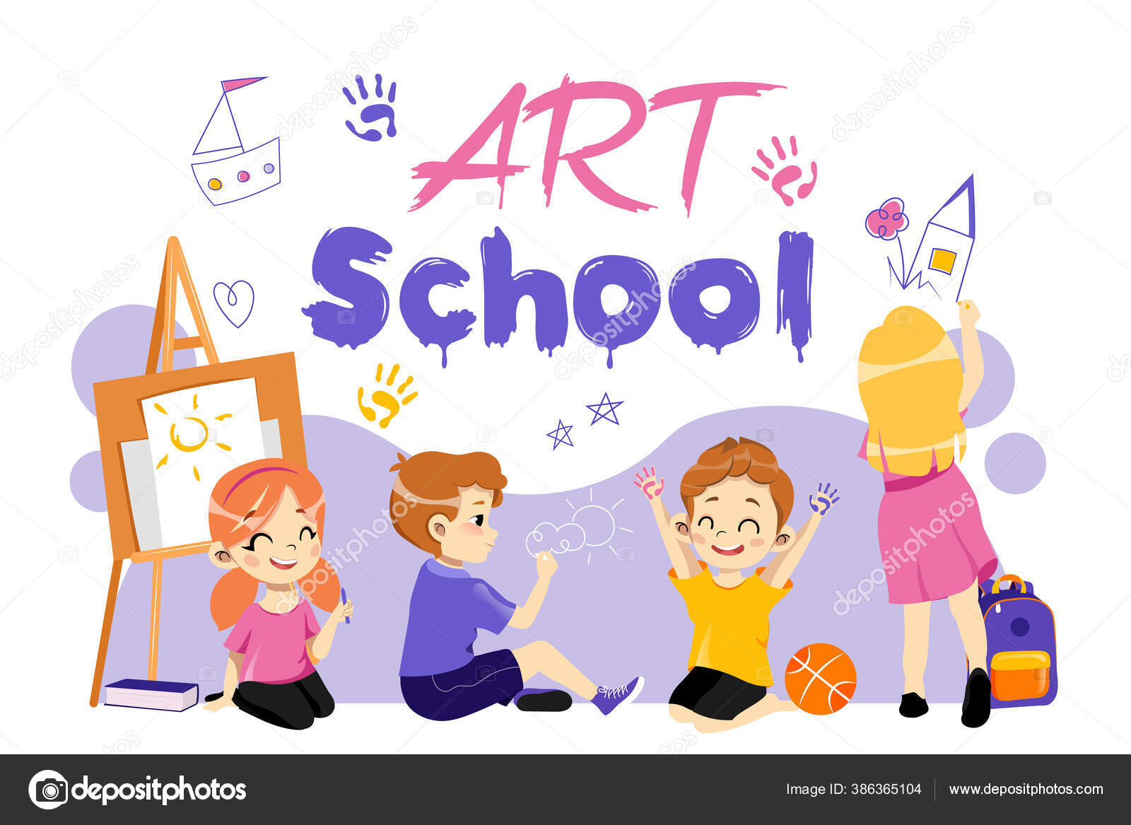 Childrens Painting - Artwork - Education Stock Illustration