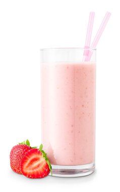 Bardakta çilekli smoothie