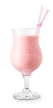 Bardakta çilekli smoothie