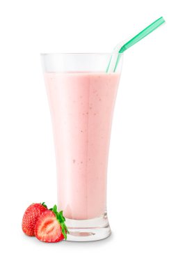 Bardakta çilekli smoothie