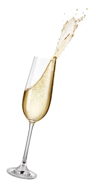 Pahar de șampanie cu stropire — Fotografie, imagine de stoc