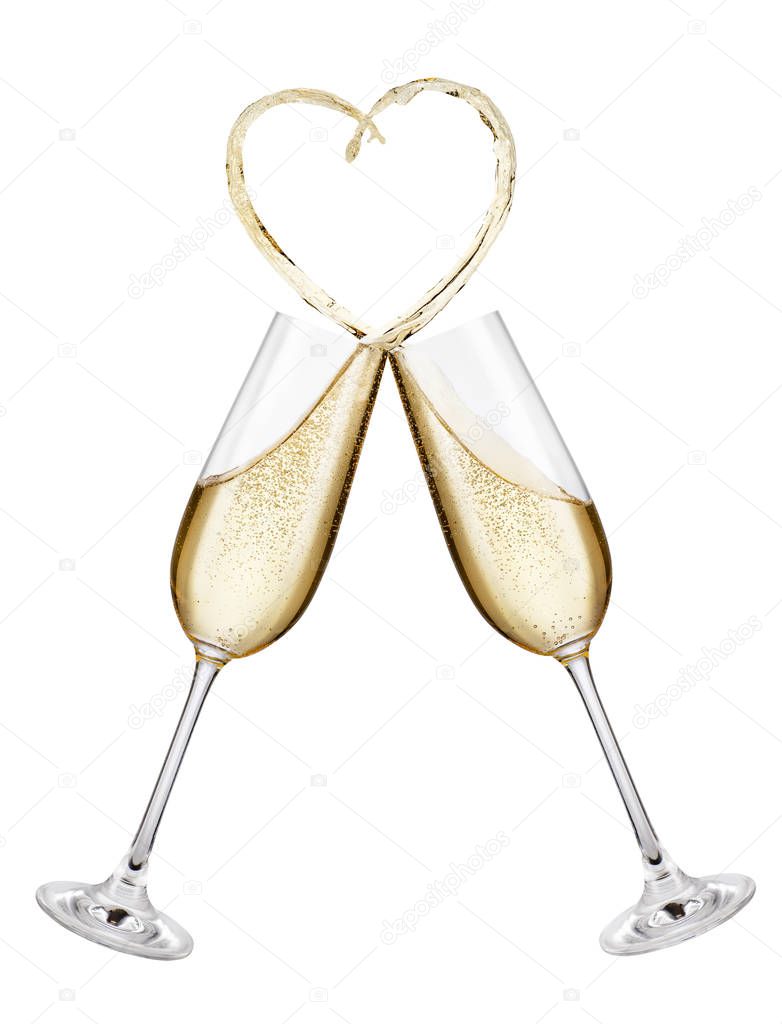 champagne glasses making toast