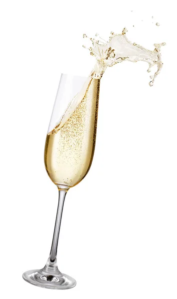 Glas Champagner mit Spritzer — Stockfoto