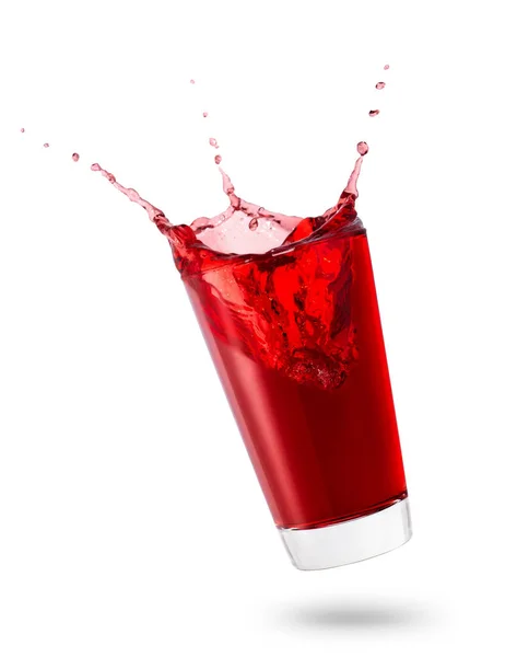 Falling glass with red juice — Stock Photo, Image
