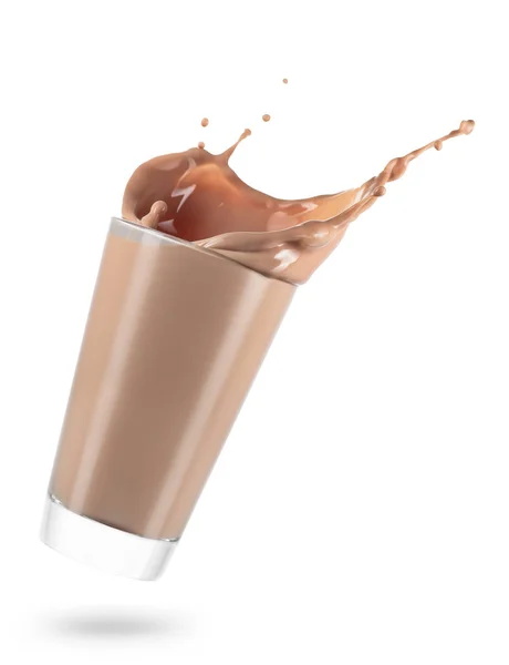 Vaso de leche de chocolate derramada —  Fotos de Stock