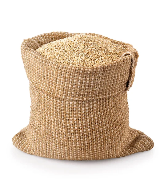 Quinoa seeds in burlap sack — Stock Photo, Image