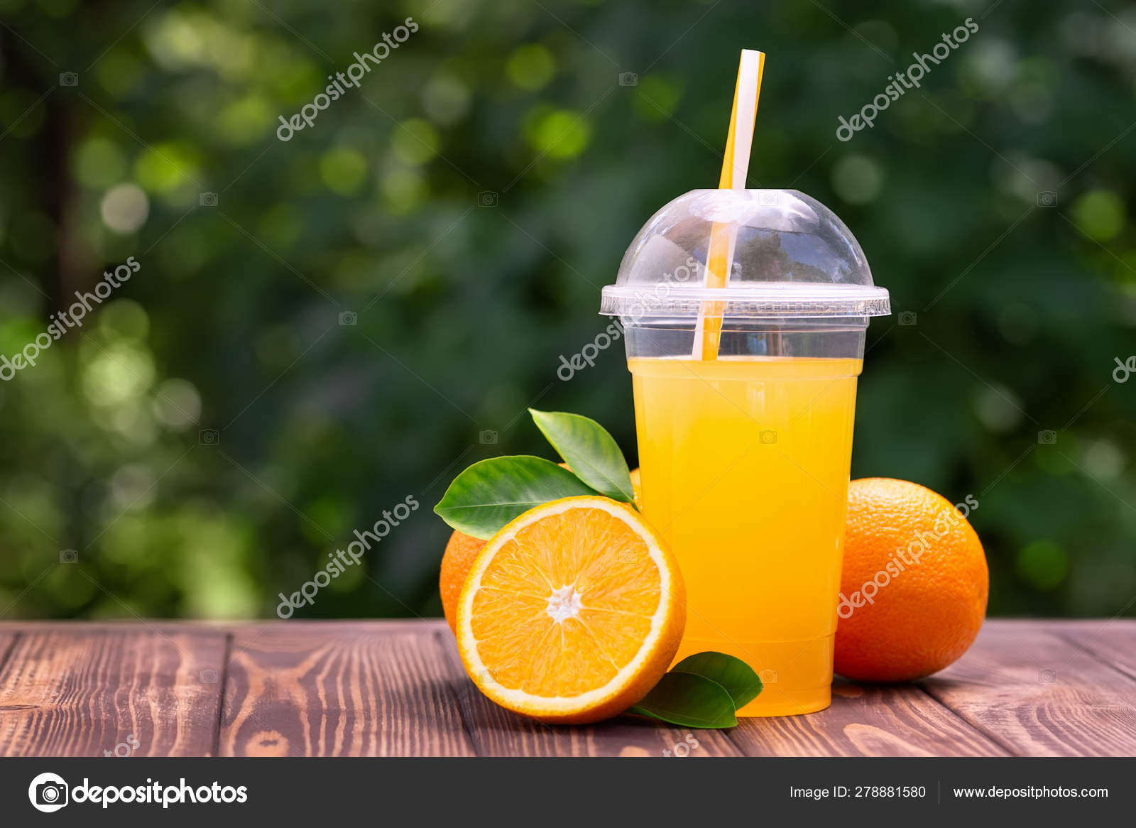 Fresh Fruit Juice In A Plastic Cup Orange Juice In Plastic Cup