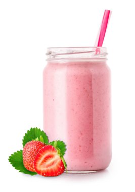 cam kavanozda çilek smoothie
