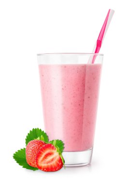 Bardakta çilekli smoothie