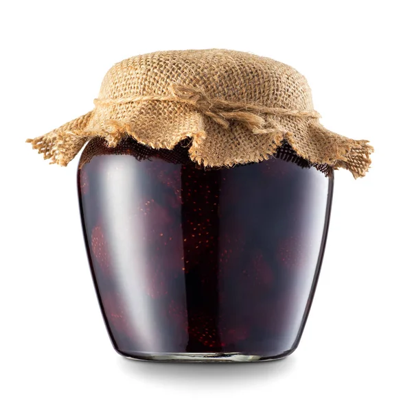 Strawberry jam in jar isolated — Stock Photo, Image