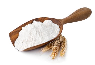 Beyaz üzerinde un ile kepçe