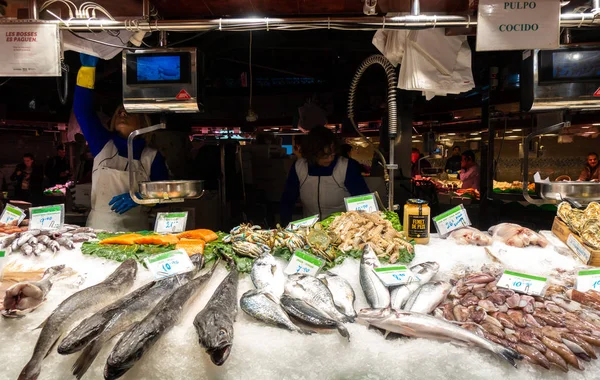 Βαρκελώνη Ισπανία Dic 2018 Αγορά Boqueria Για Las Ramblas Boqueria — Φωτογραφία Αρχείου