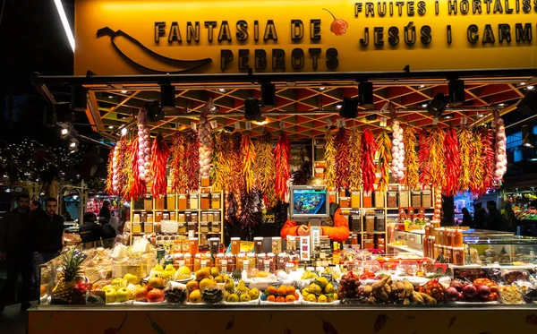 Barcelona Spanyolország Dic 2018 Boqueria Piac Las Ramblas Boqueria Leghíresebb — Stock Fotó