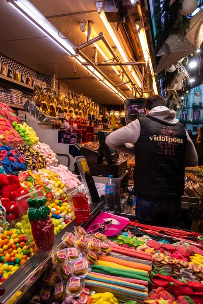 Barcelona Spanyolország Dic 2018 Boqueria Piac Las Ramblas Boqueria Leghíresebb — Stock Fotó