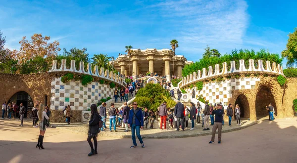 Barcelona Katalonia Hiszpania Dicember 2018 Park Guell Przez Architekta Gaudiego — Zdjęcie stockowe