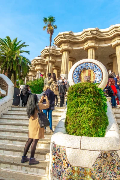 Barcelona Catalonië Spanje Dicember 2018 Park Guell Door Architect Gaudi — Stockfoto