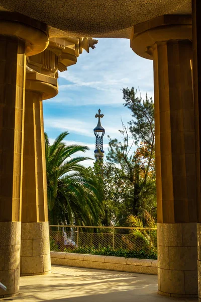 Panoramisch Uitzicht Park Güell Barcelona Catalunya Spanje — Stockfoto